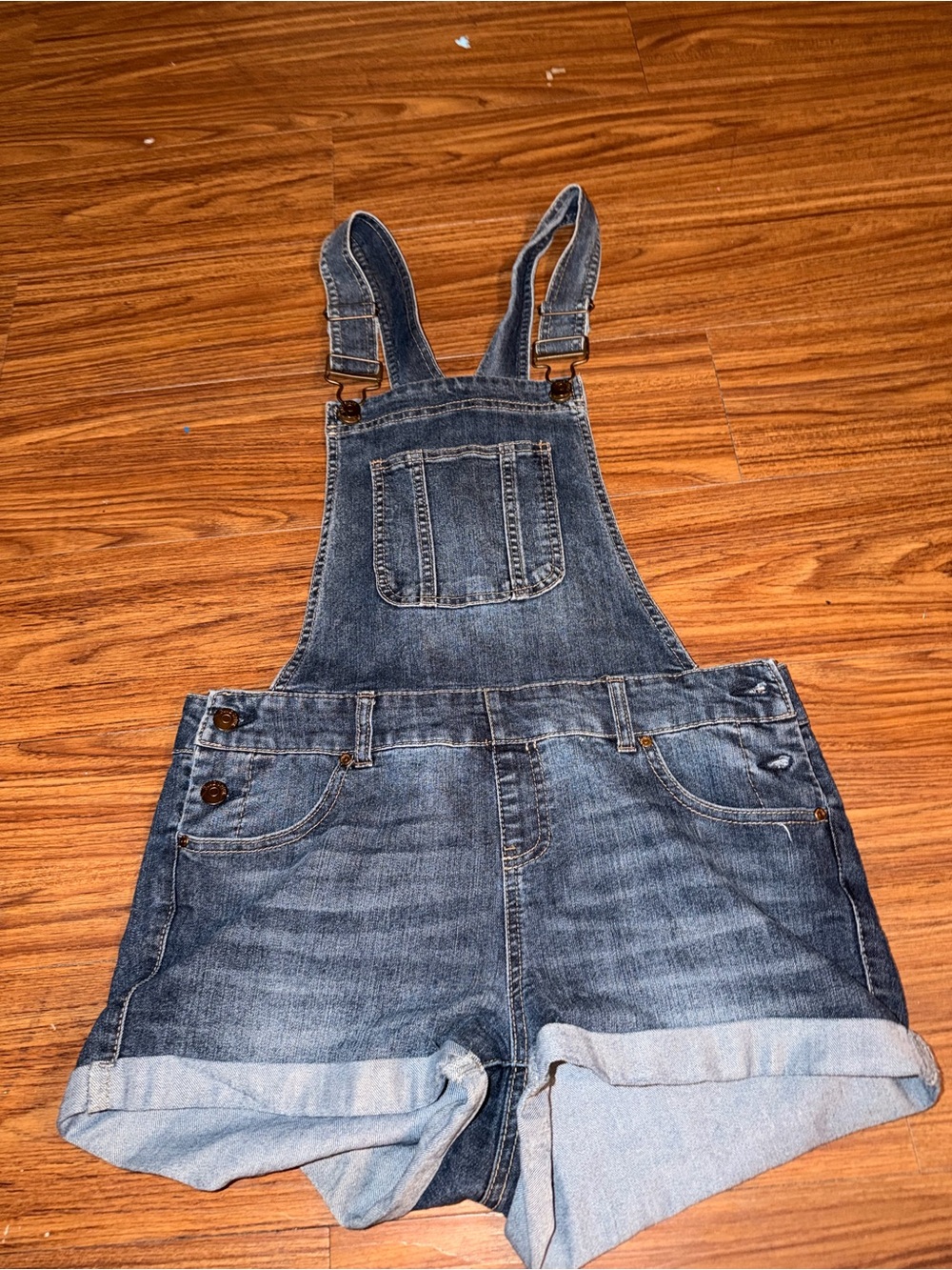 Denim Short Overalls Jumpsuit - Blue